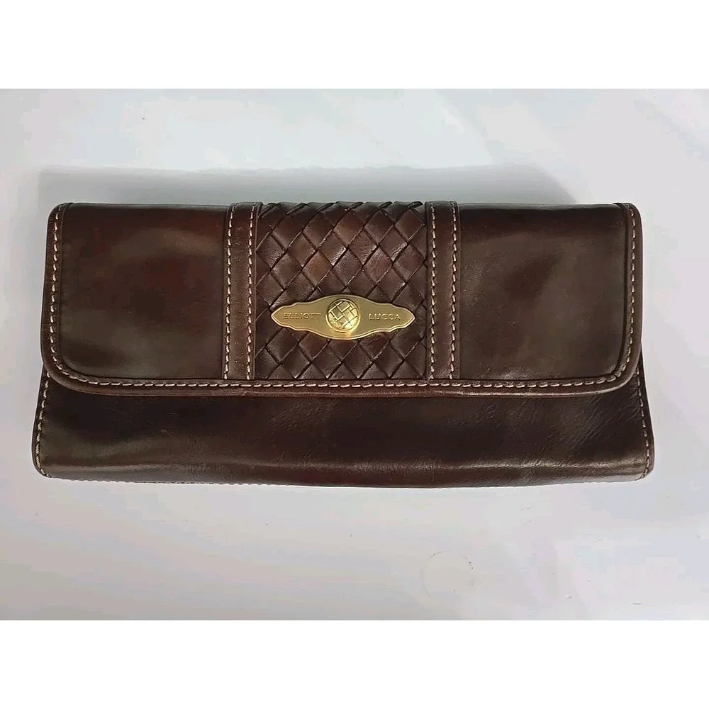 Elliott Lucca Brown Leather Clutch Shoulder Bag (No‎ Strap)
